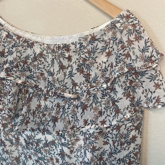 Rebecca Minkoff One Shoulder Mia Floral Sheer Ruffle Top S - Picture 7 of 11